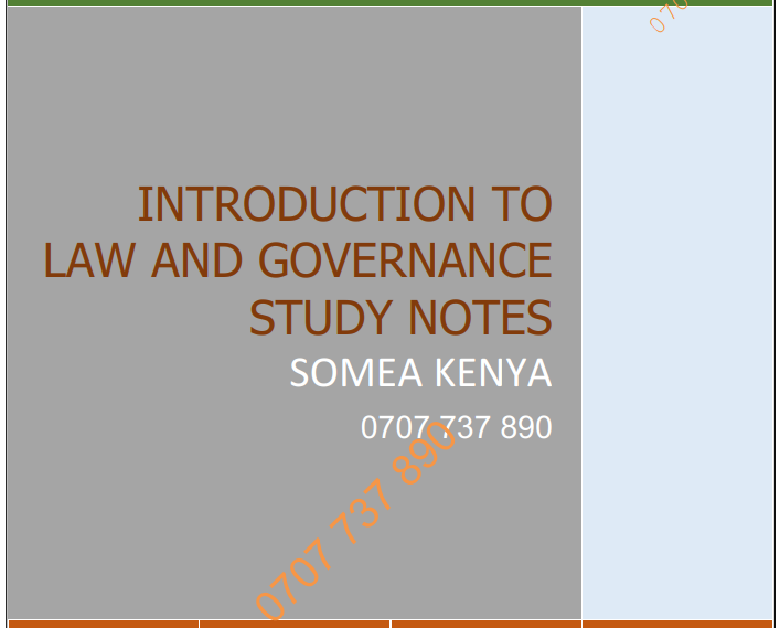 Introduction to Law and Governance new revised CPA CS CCP KASNEB notes