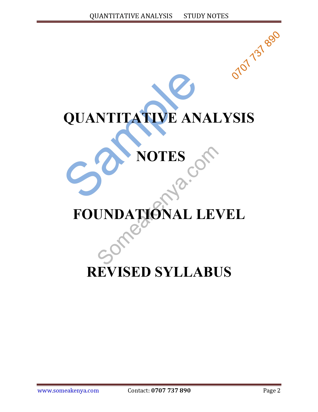 Quantitative Analysis Qa New Revised Cpa Cifa Kasneb Notes Kasneb Cpa Atd Cs Ccp Cifa 1792